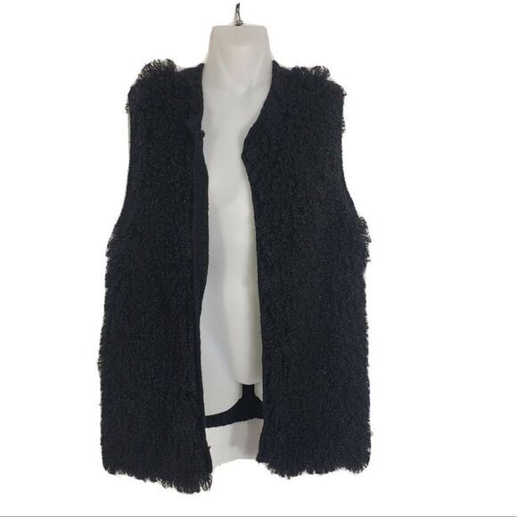Eyeshadow soft vest Women L Faux Fur Black Open Front Sleeveless whimsigoth cozy - Picture 9 of 12
